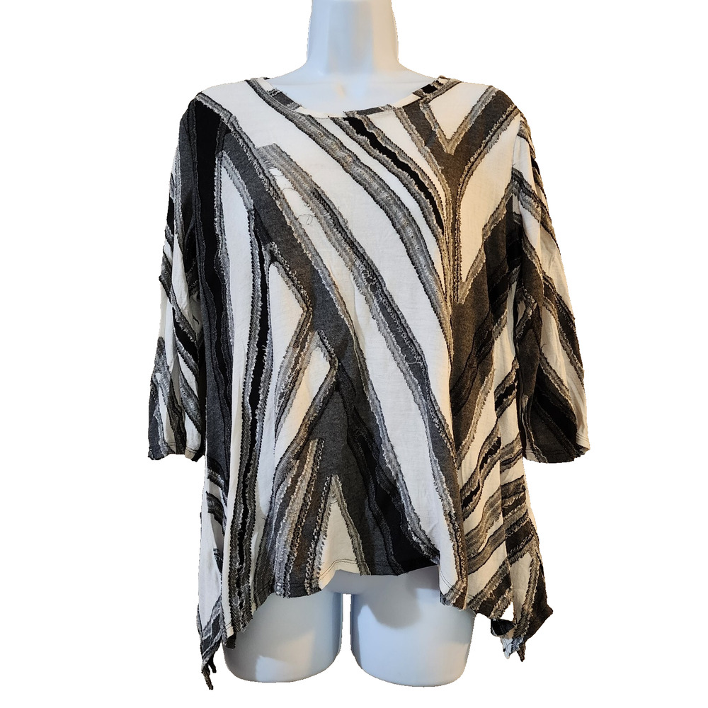 Simply Vera Wang Womens Pullover Asymmetric Shark Tooth Hem Knit Top Size M
